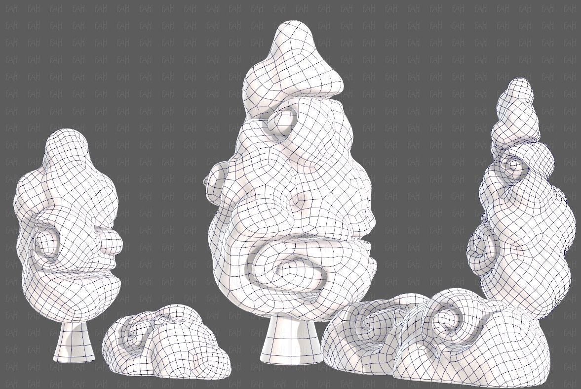 Trees Cartoon V36 Low-poly 3D model_16