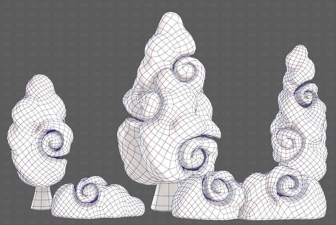 Trees Cartoon V36 Low-poly 3D model_9