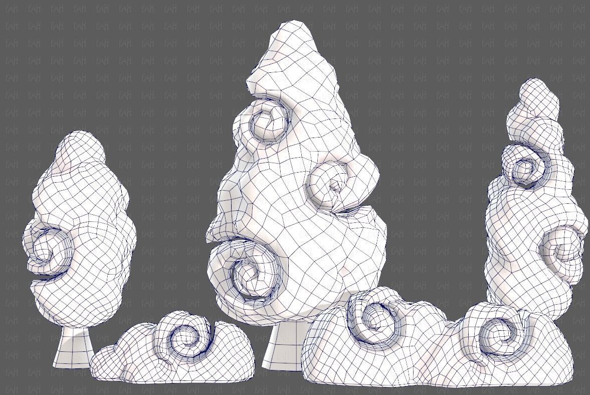 Trees Cartoon V36 Low-poly 3D model_29