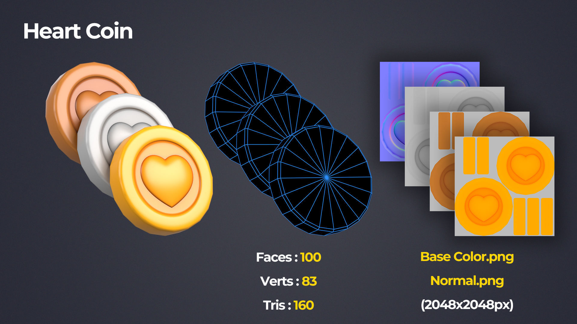 Coin Pack Low-poly 3D model_14