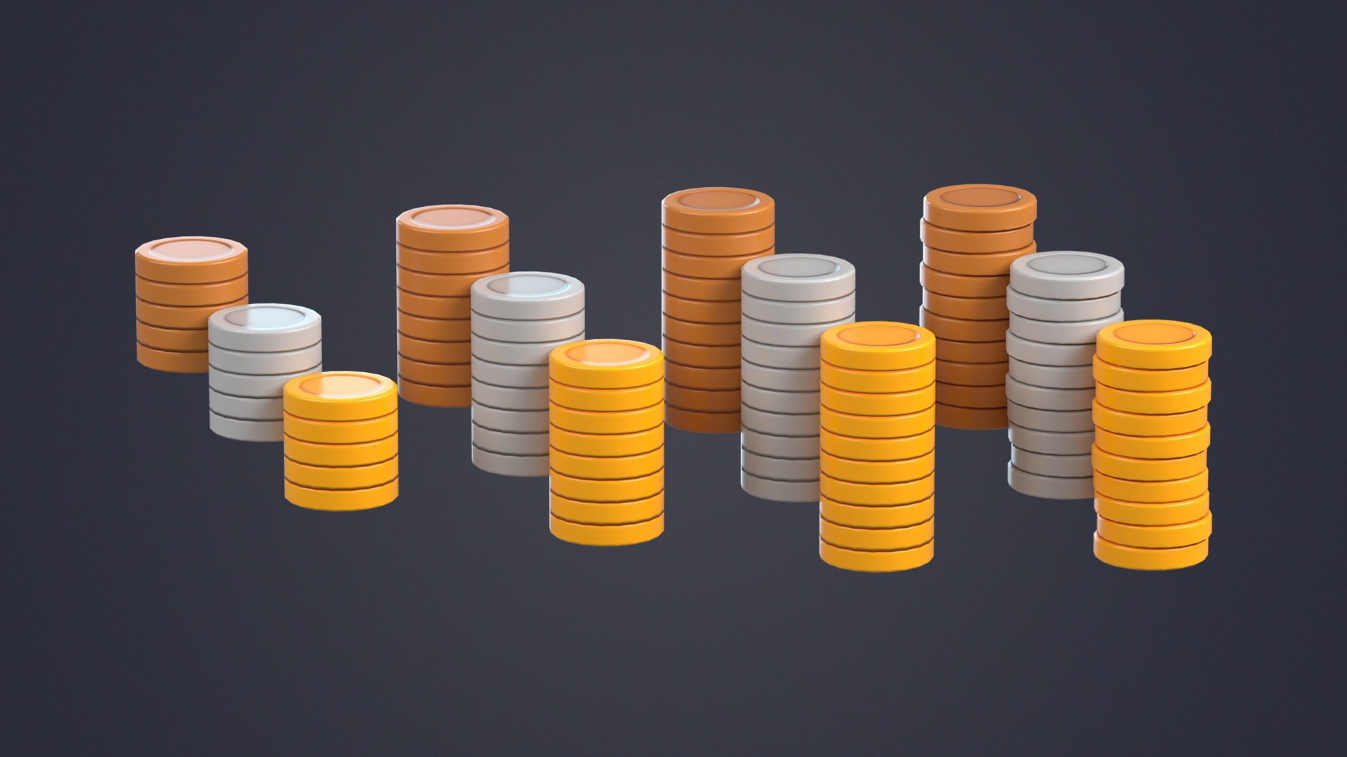 Coin Pack Low-poly 3D model_2