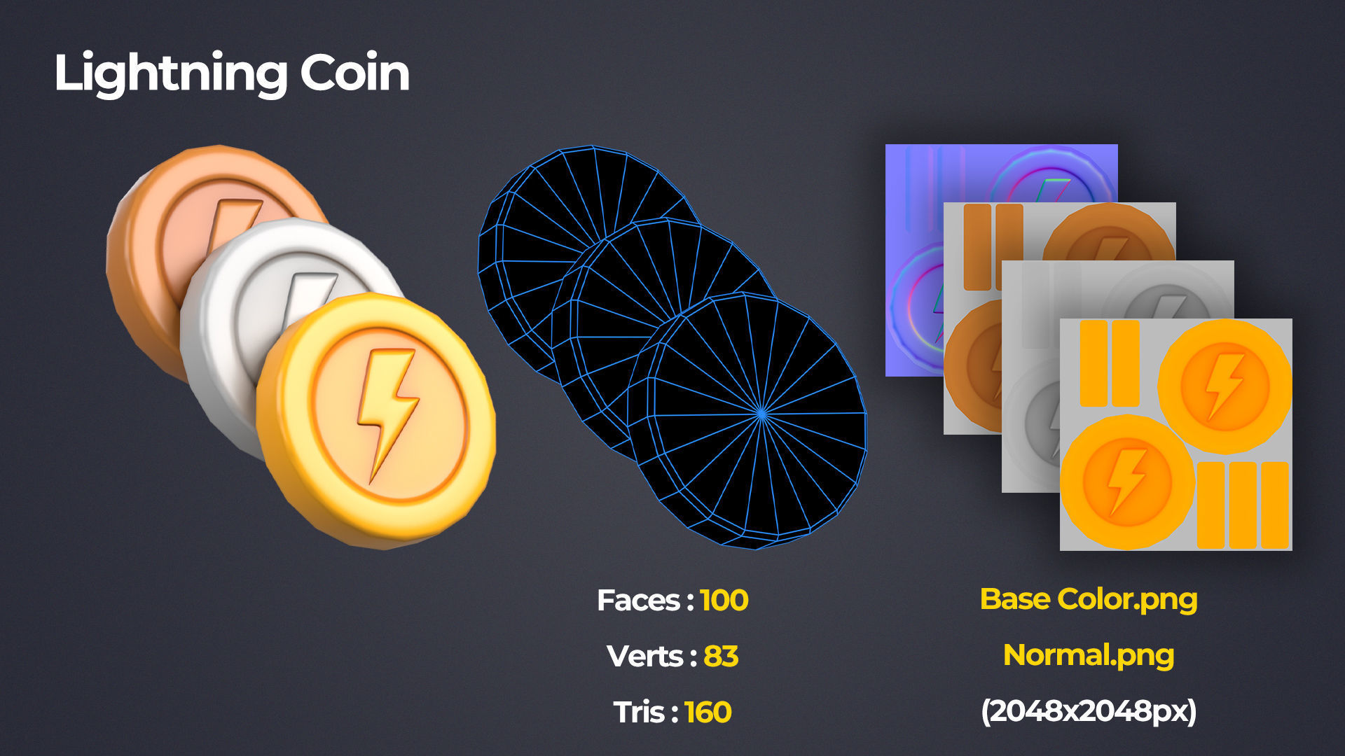 Coin Pack Low-poly 3D model_15
