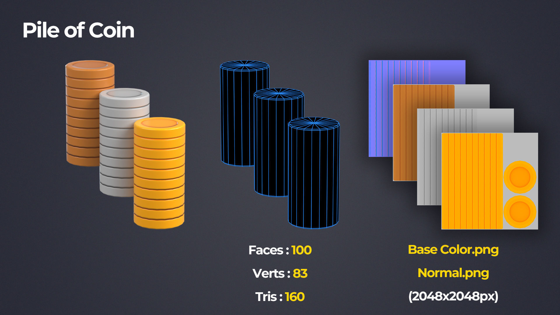 Coin Pack Low-poly 3D model_5