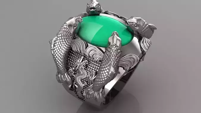 Gold Fish Ring For men cad design 