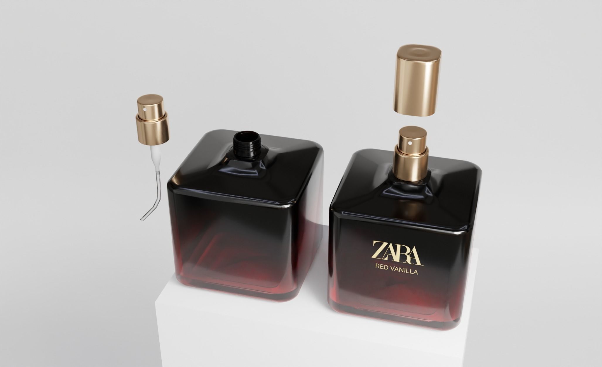 Glass Spray Zara Perfume Bottles Low-poly 3D model_3