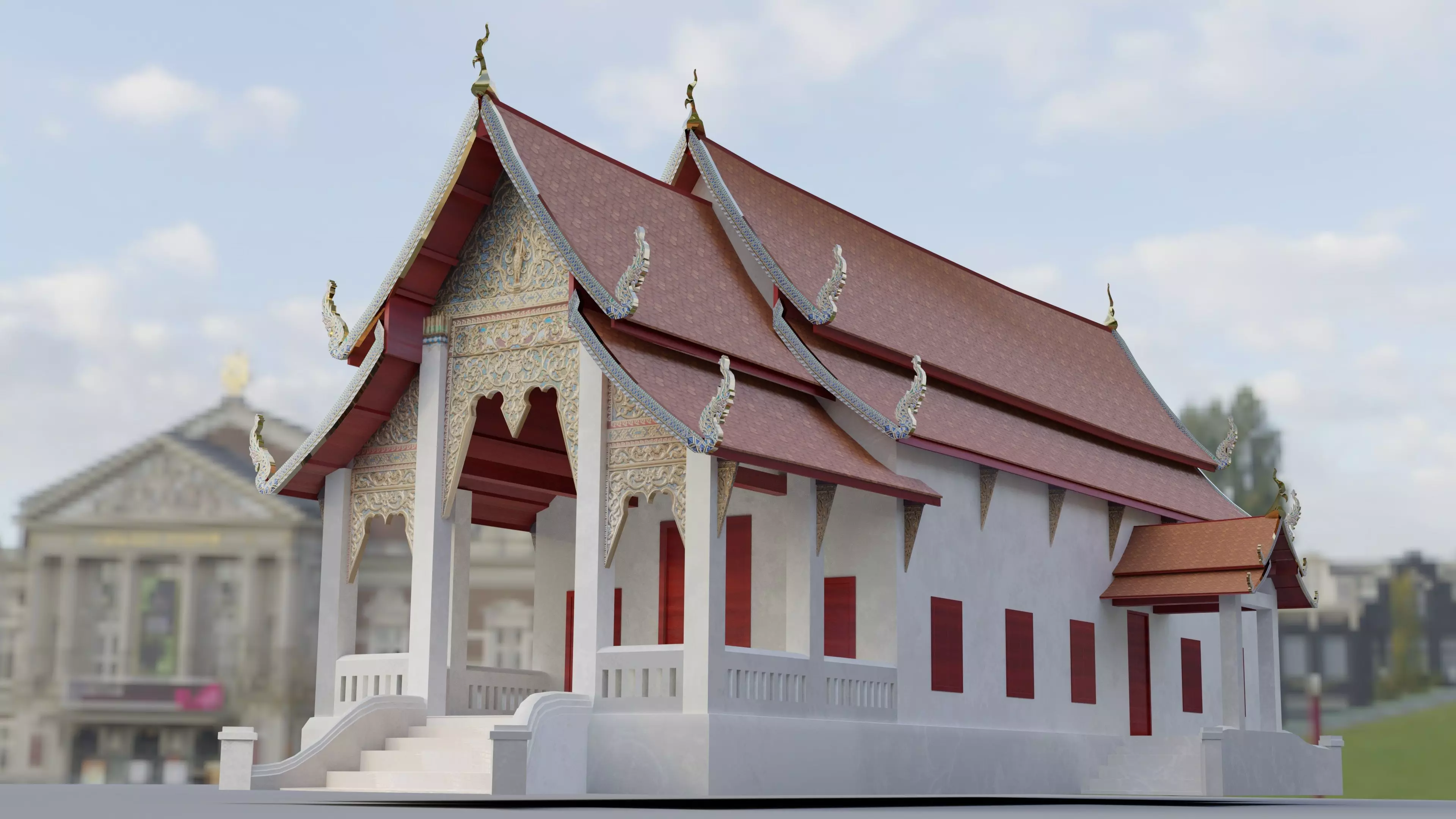 Buddhist Sanctuary Low-Poly 3D model Low-poly 3D model