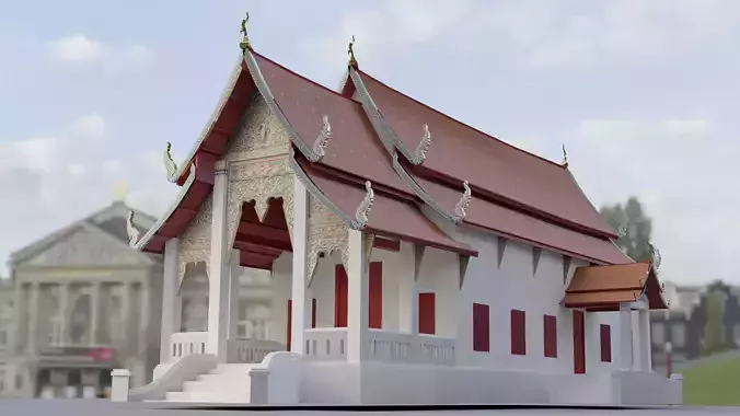 Buddhist Sanctuary Low-Poly 3D model