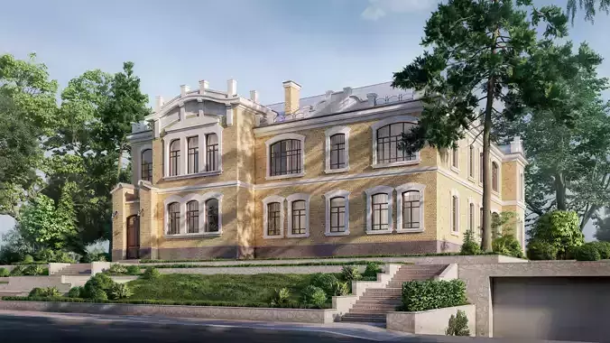 villa art nouveau moderne 3D model