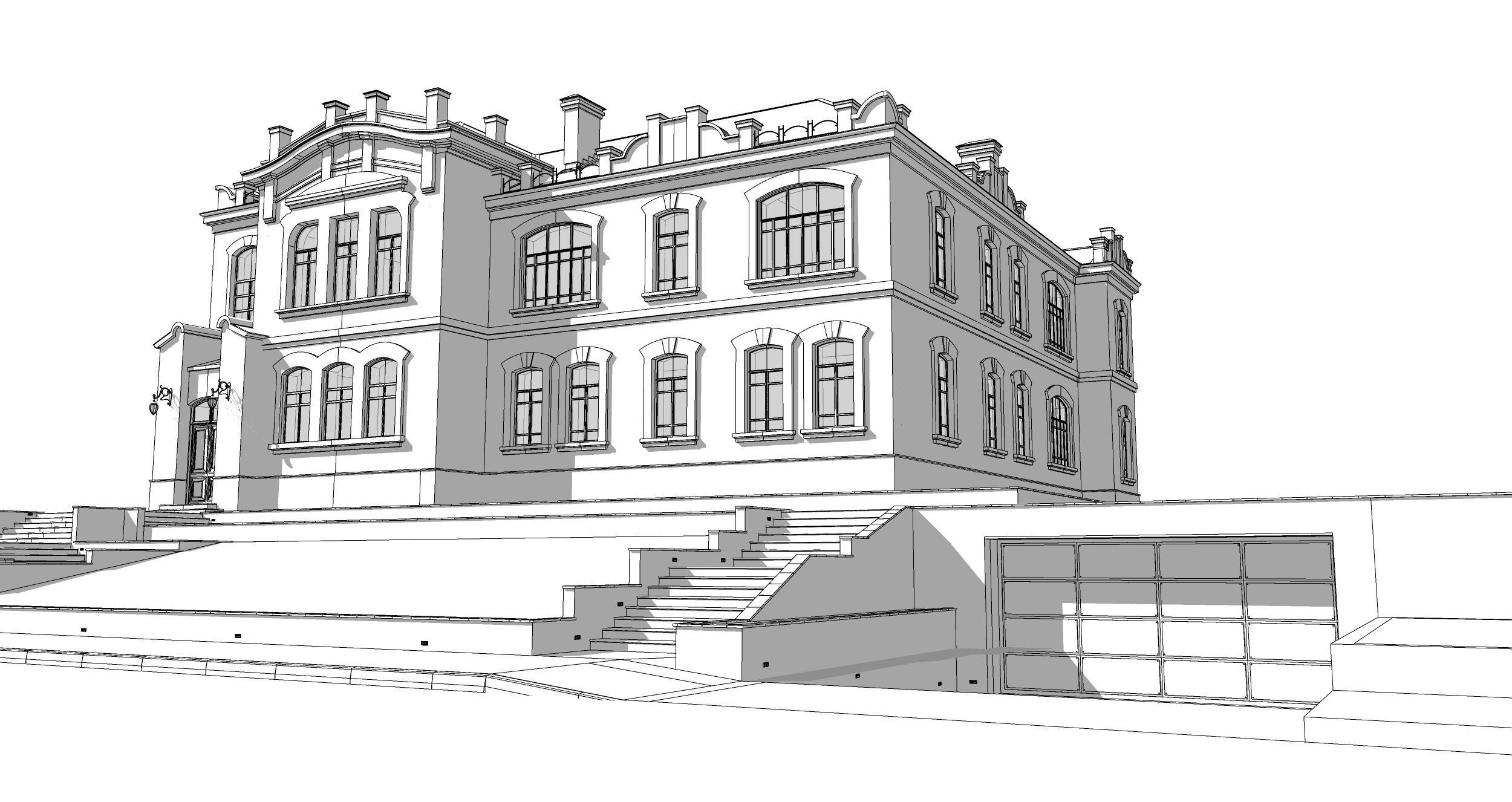 villa art nouveau moderne 3D model_2