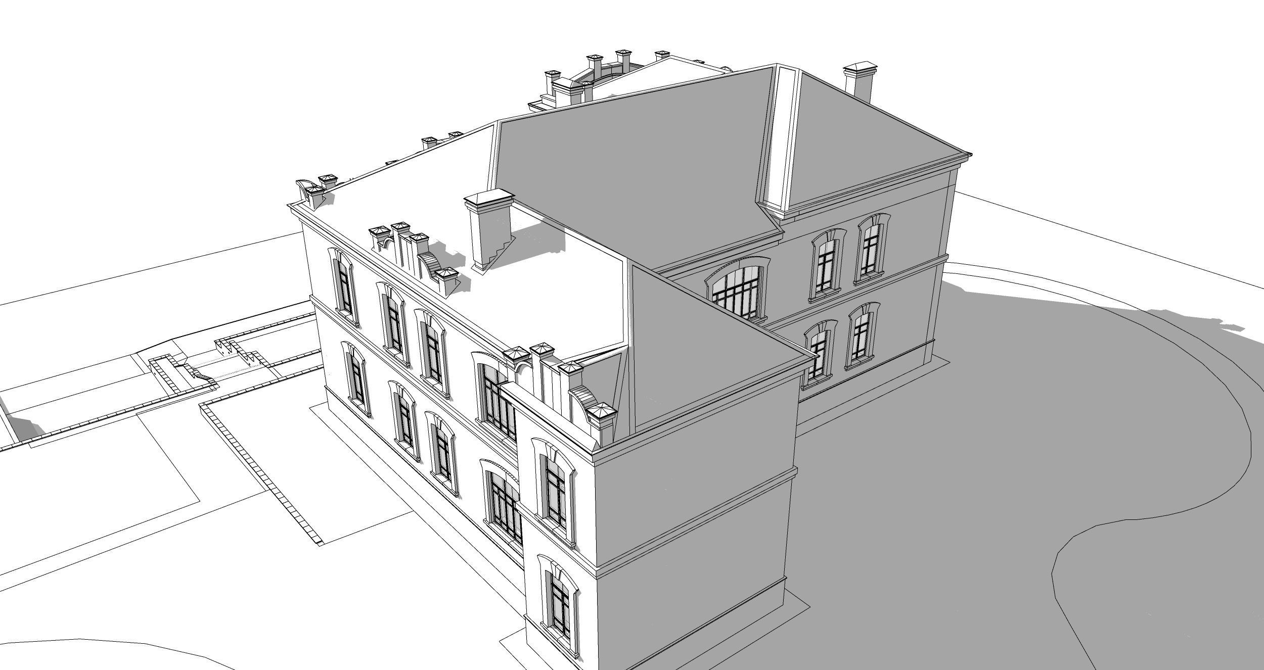 villa art nouveau moderne 3D model_4