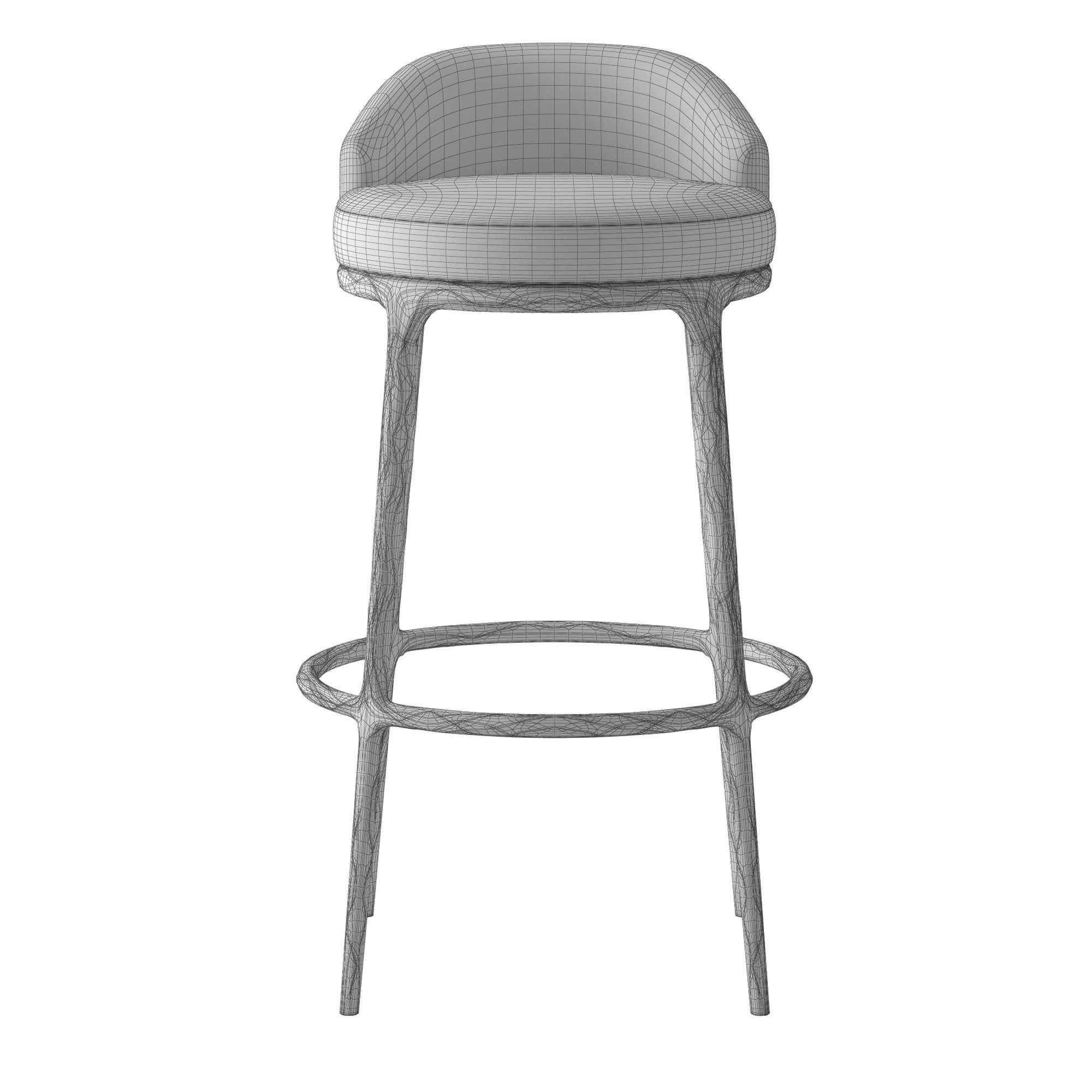 THADDEUS FABRIC SWIVEL BARSTOOL Low-poly 3D model_6