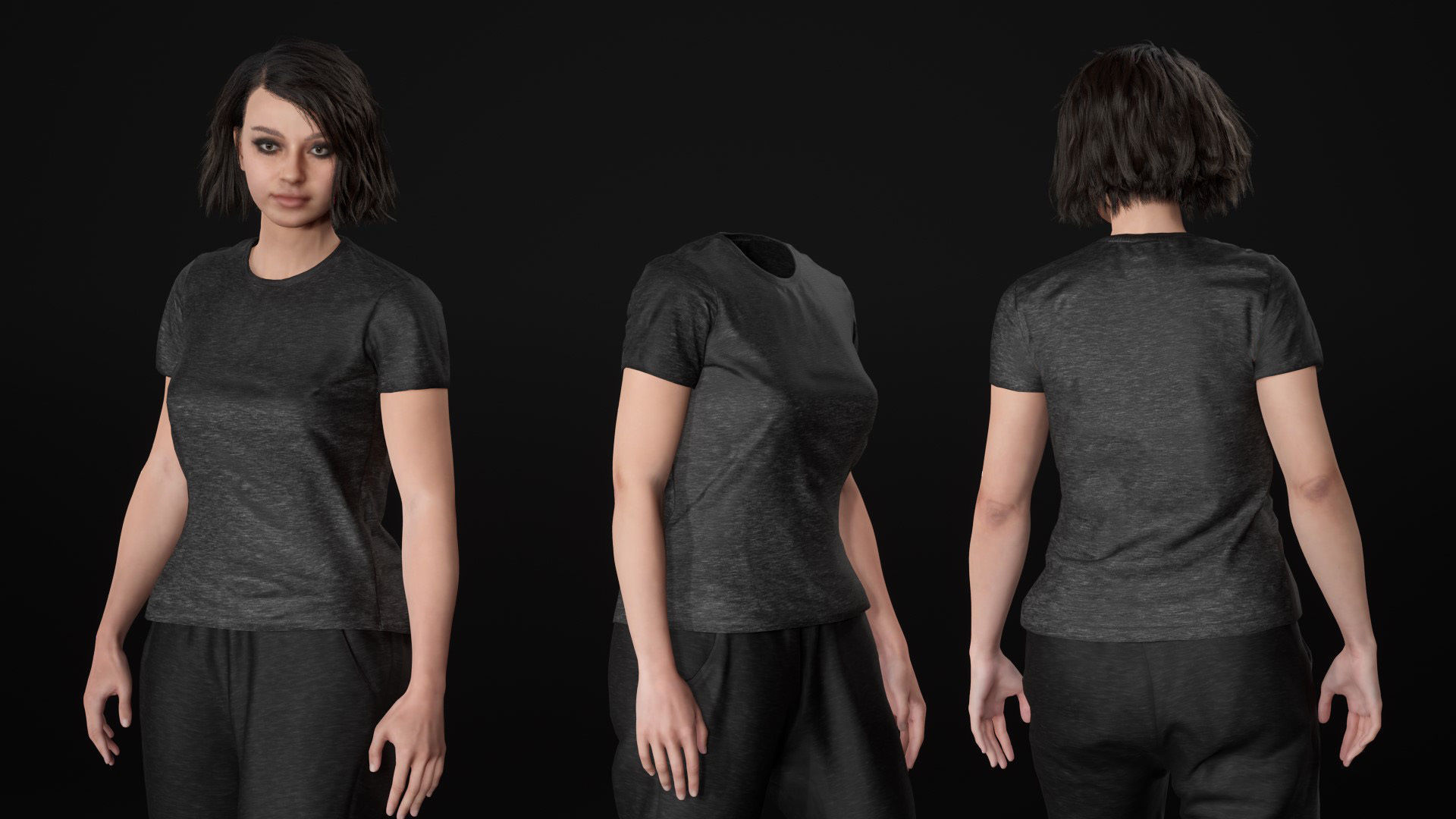 Woman - Sport Outfit 3 - Modular - Rigged Low-poly 3D model_23