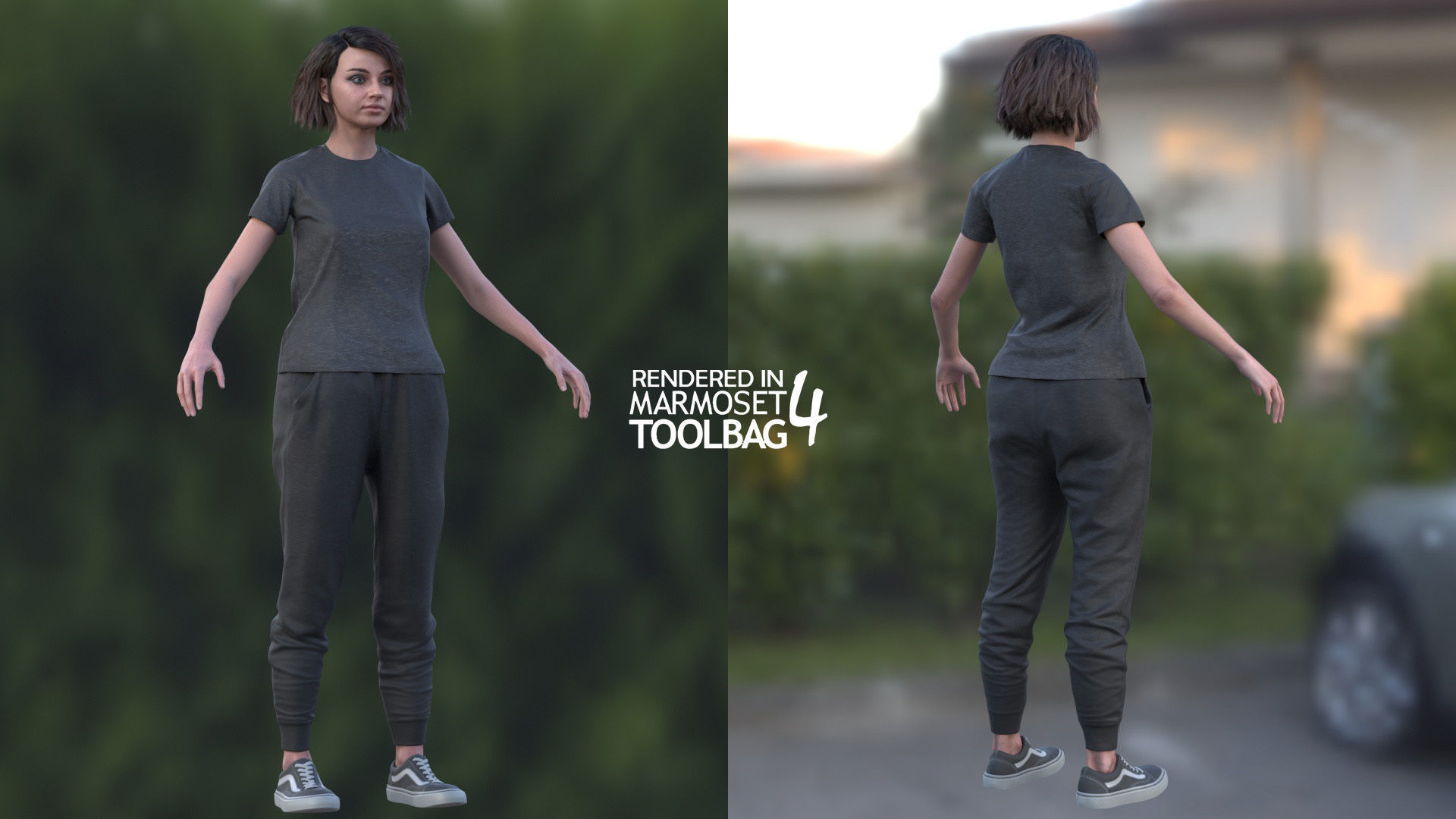 Woman - Sport Outfit 3 - Modular - Rigged Low-poly 3D model_5