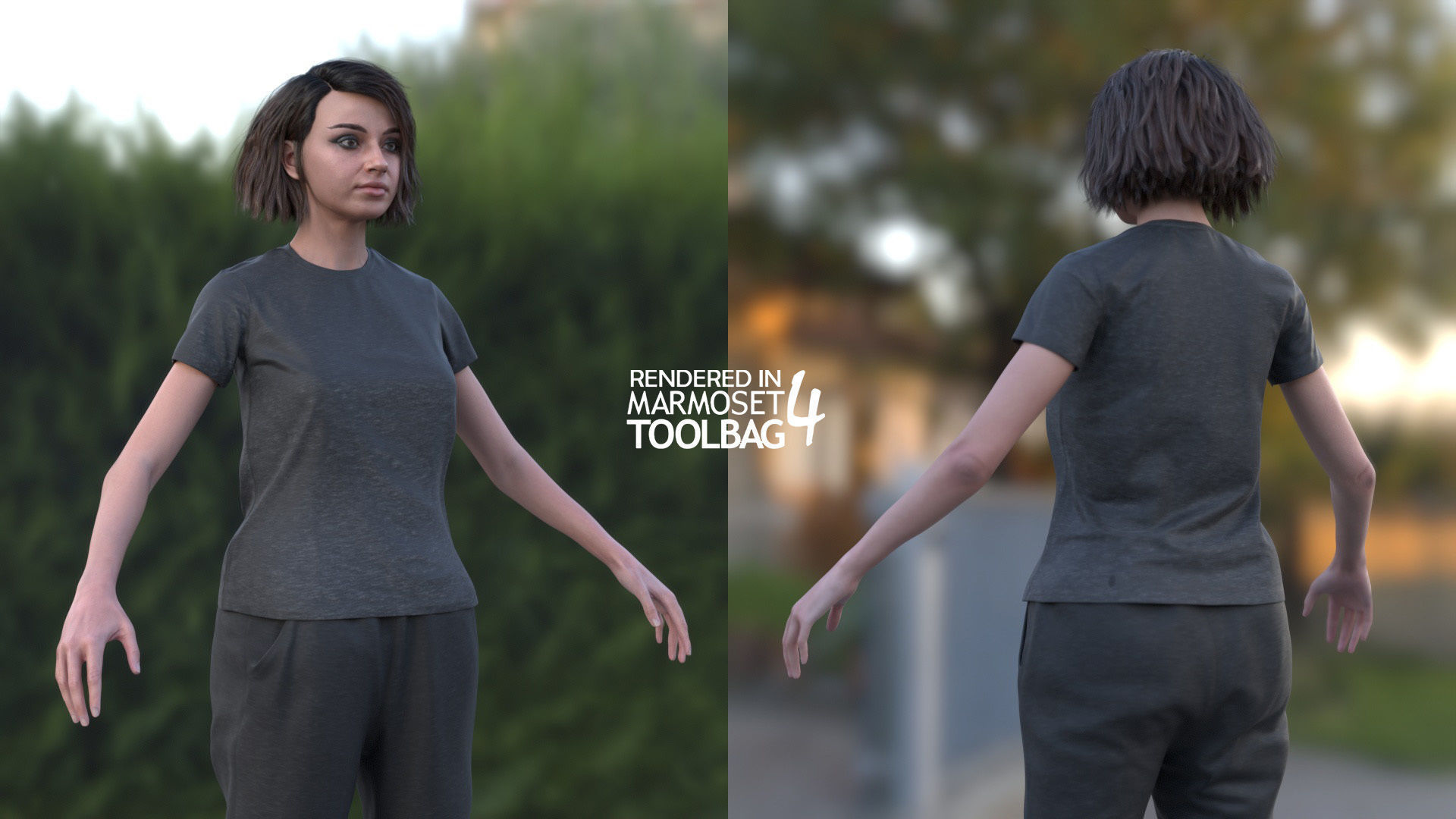 Woman - Sport Outfit 3 - Modular - Rigged Low-poly 3D model_4