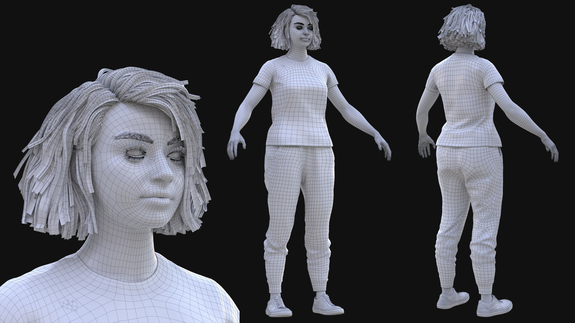 Woman - Sport Outfit 3 - Modular - Rigged Low-poly 3D model_7