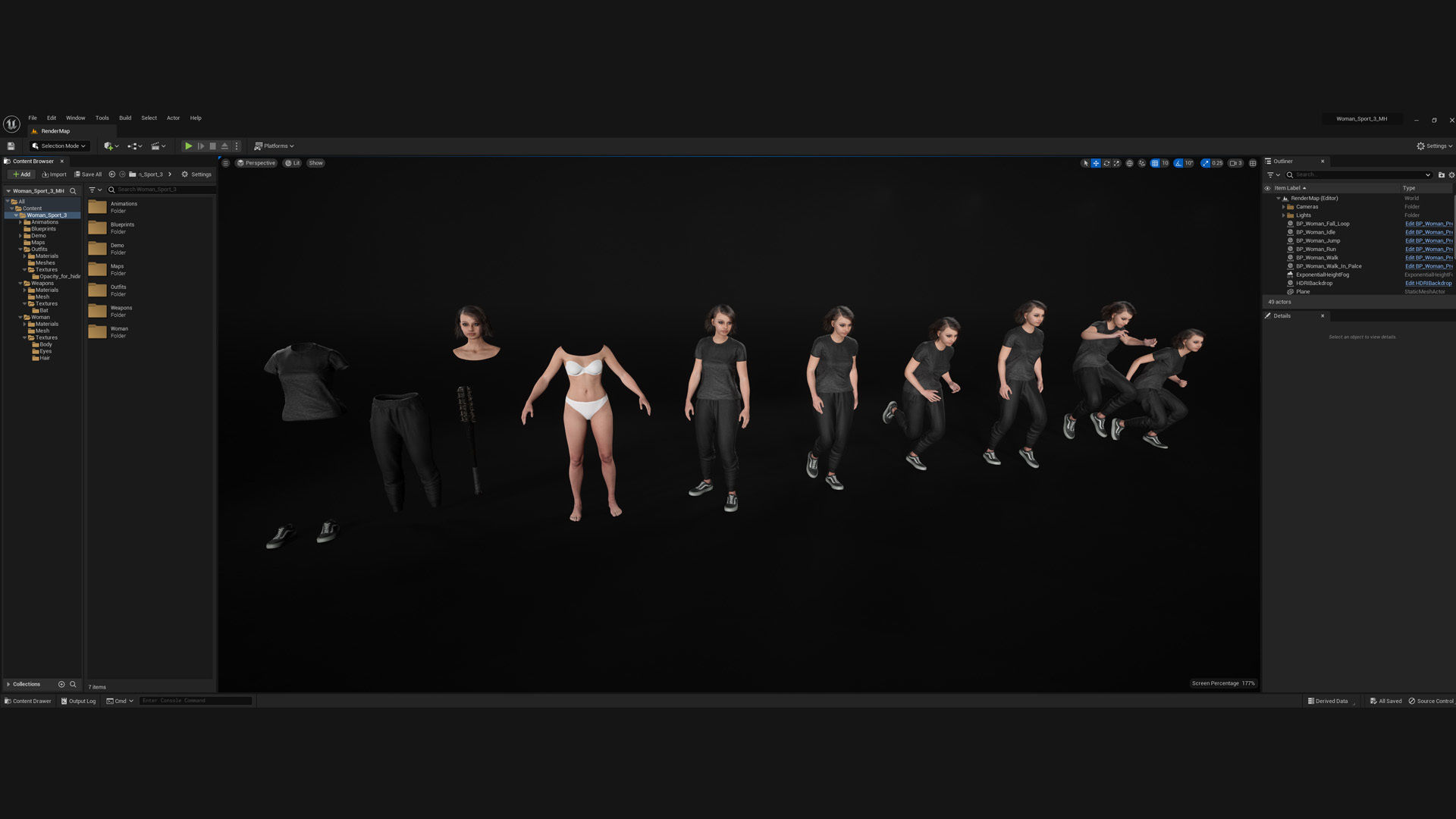 Woman - Sport Outfit 3 - Modular - Rigged Low-poly 3D model_6