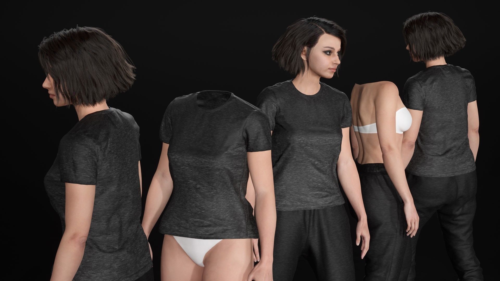 Woman - Sport Outfit 3 - Modular - Rigged Low-poly 3D model_25