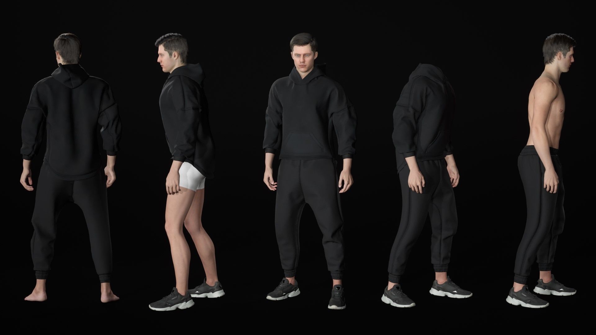 Man - Sport Outfit 3 - Modular - Rigged Low-poly 3D model_21