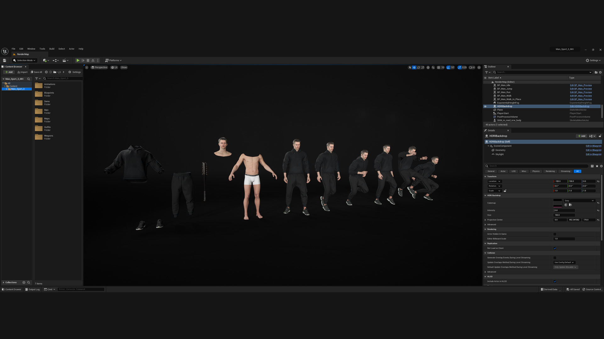 Man - Sport Outfit 3 - Modular - Rigged Low-poly 3D model_5