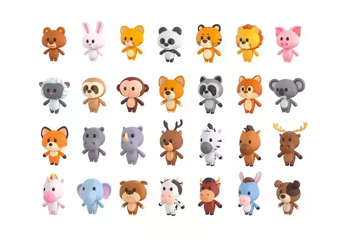 Pack008 Cartoon Animal Pack 1 3D model