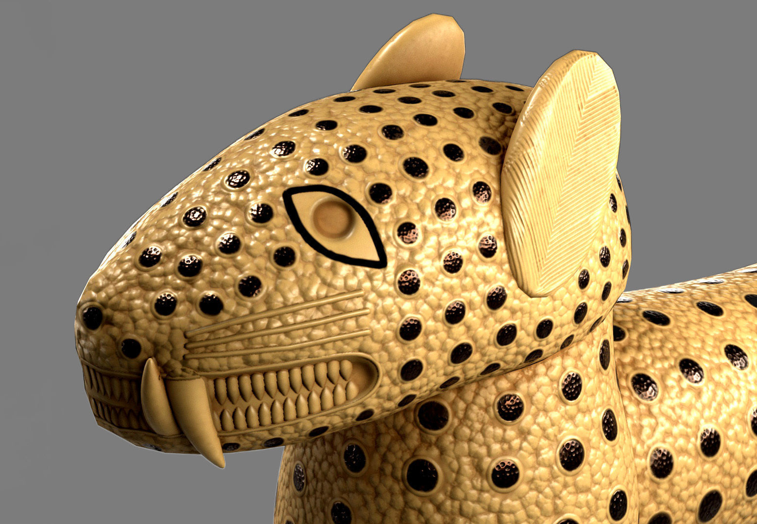 Benin Carved Leopards Low-poly 3D model_2