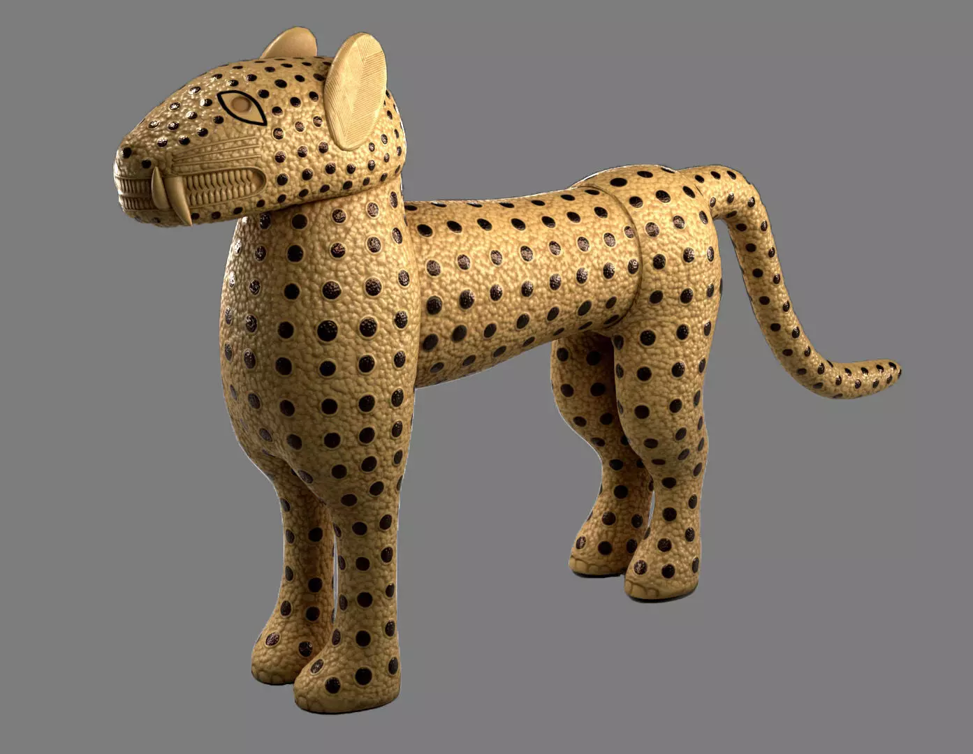 Benin Carved Leopards Low-poly 3D model_0