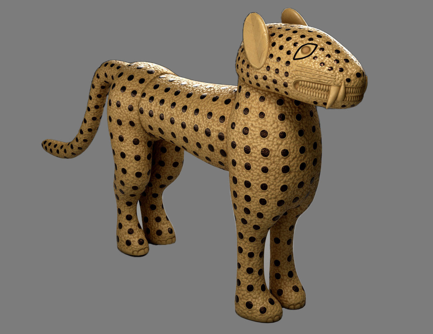 Benin Carved Leopards Low-poly 3D model_1