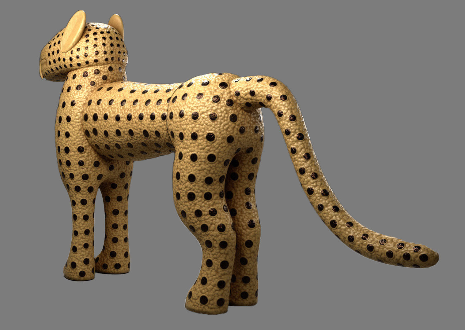 Benin Carved Leopards Low-poly 3D model_5