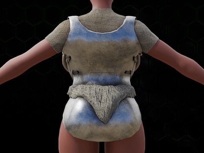 Breast Armor Octopus Viking Style gazukull female game and film Low-poly 3D model_3