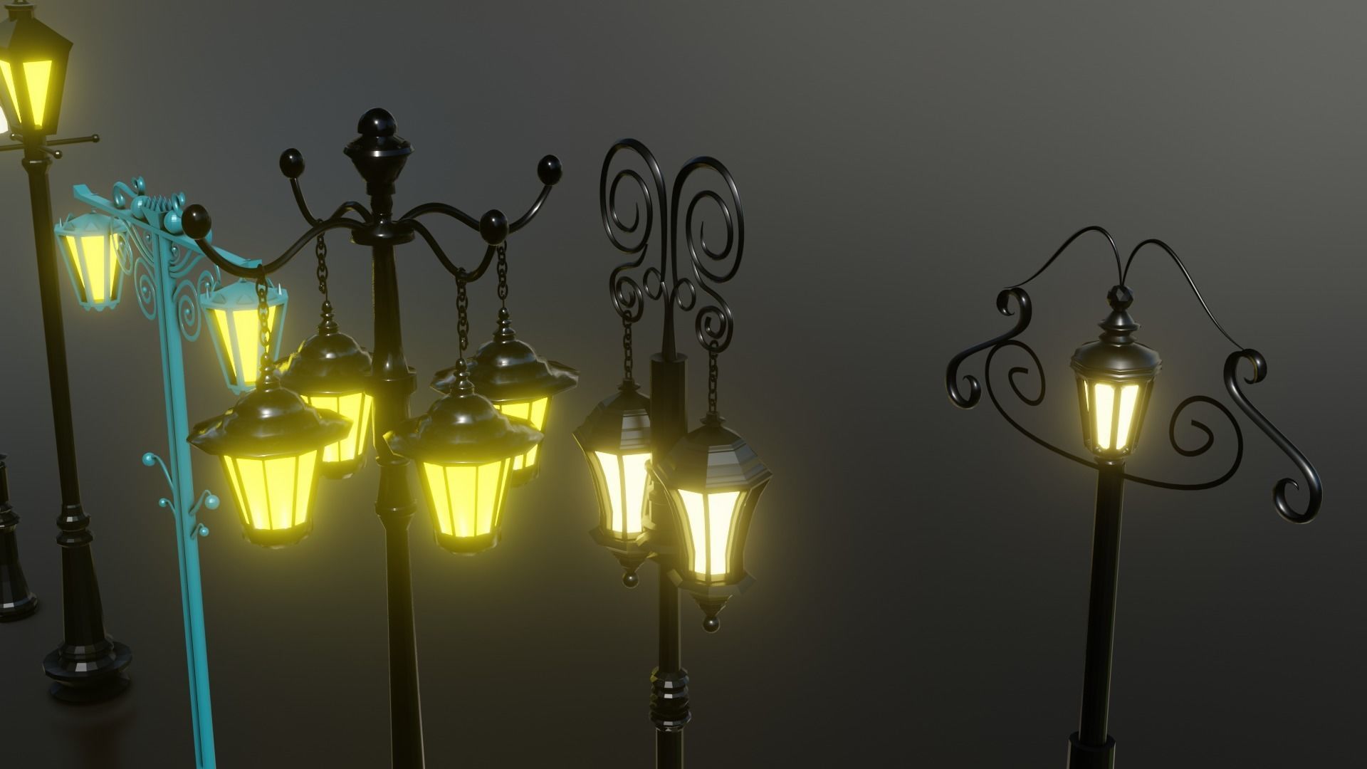 10 classic street light poles game assets Low-poly 3D model_8