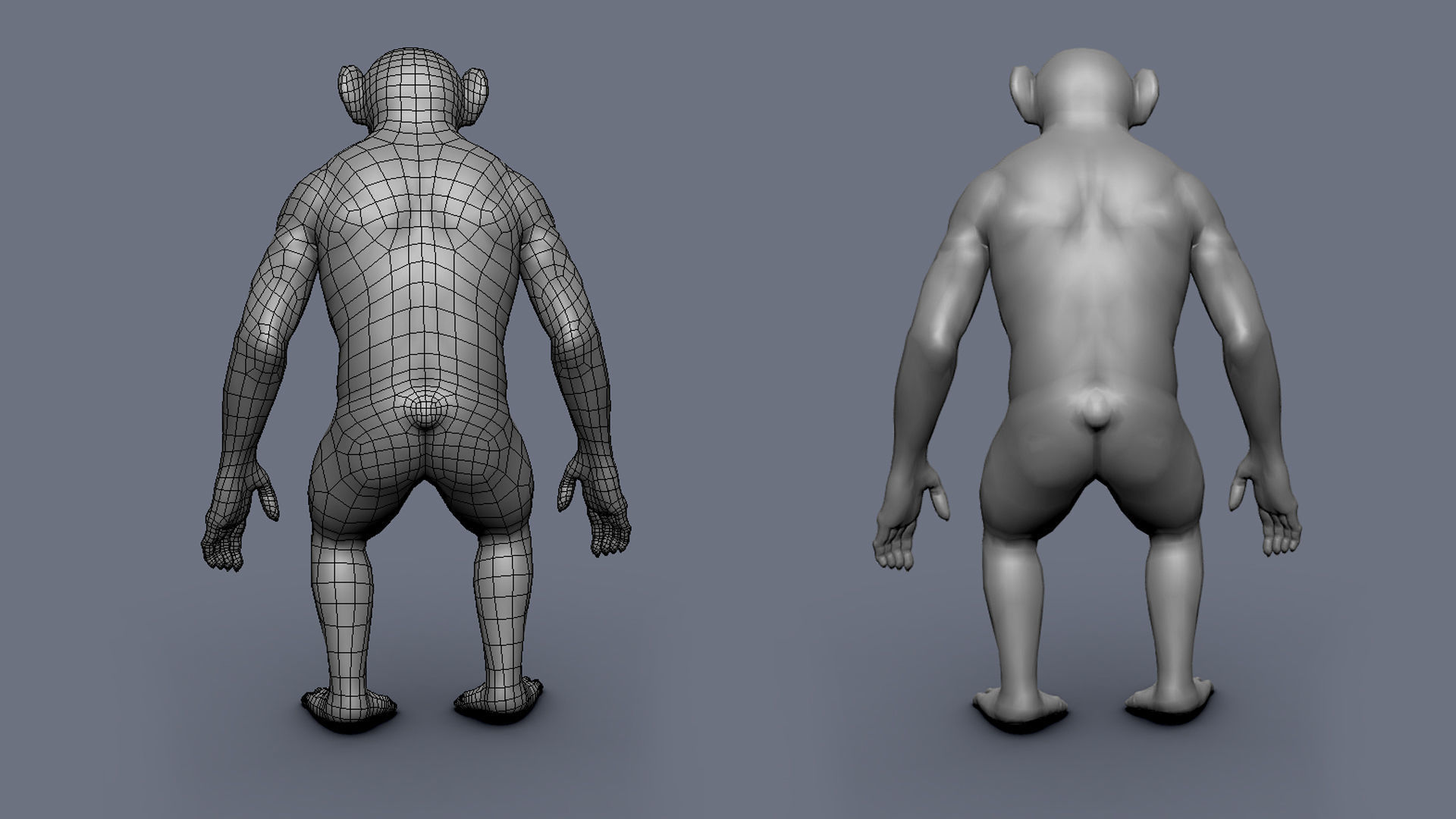 Chimp BaseMesh Low-poly 3D model_6