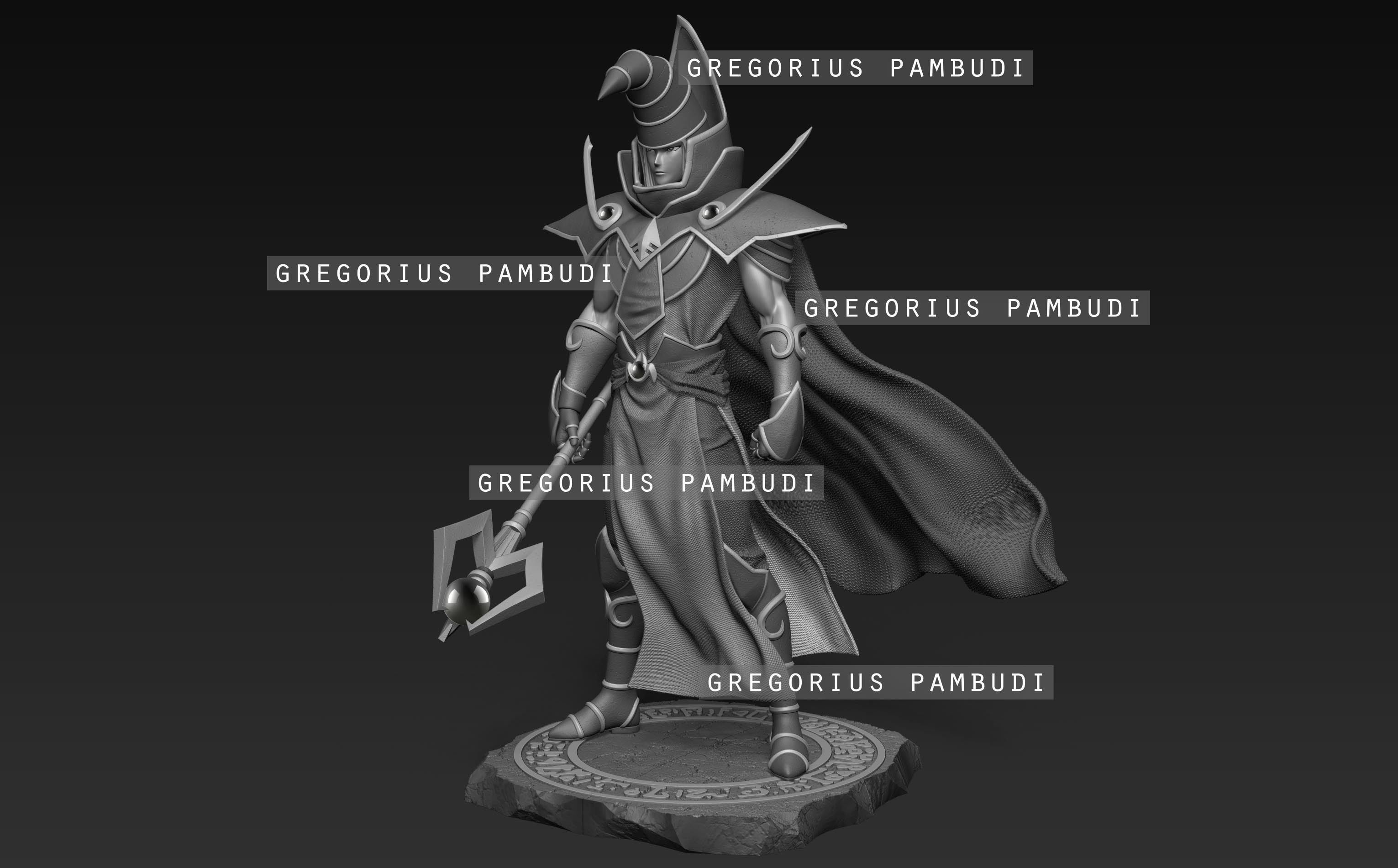 Yu-Gi-Oh Sorcerer of Dark Magic Fan Art Statue 3d Printable 3D print model_3