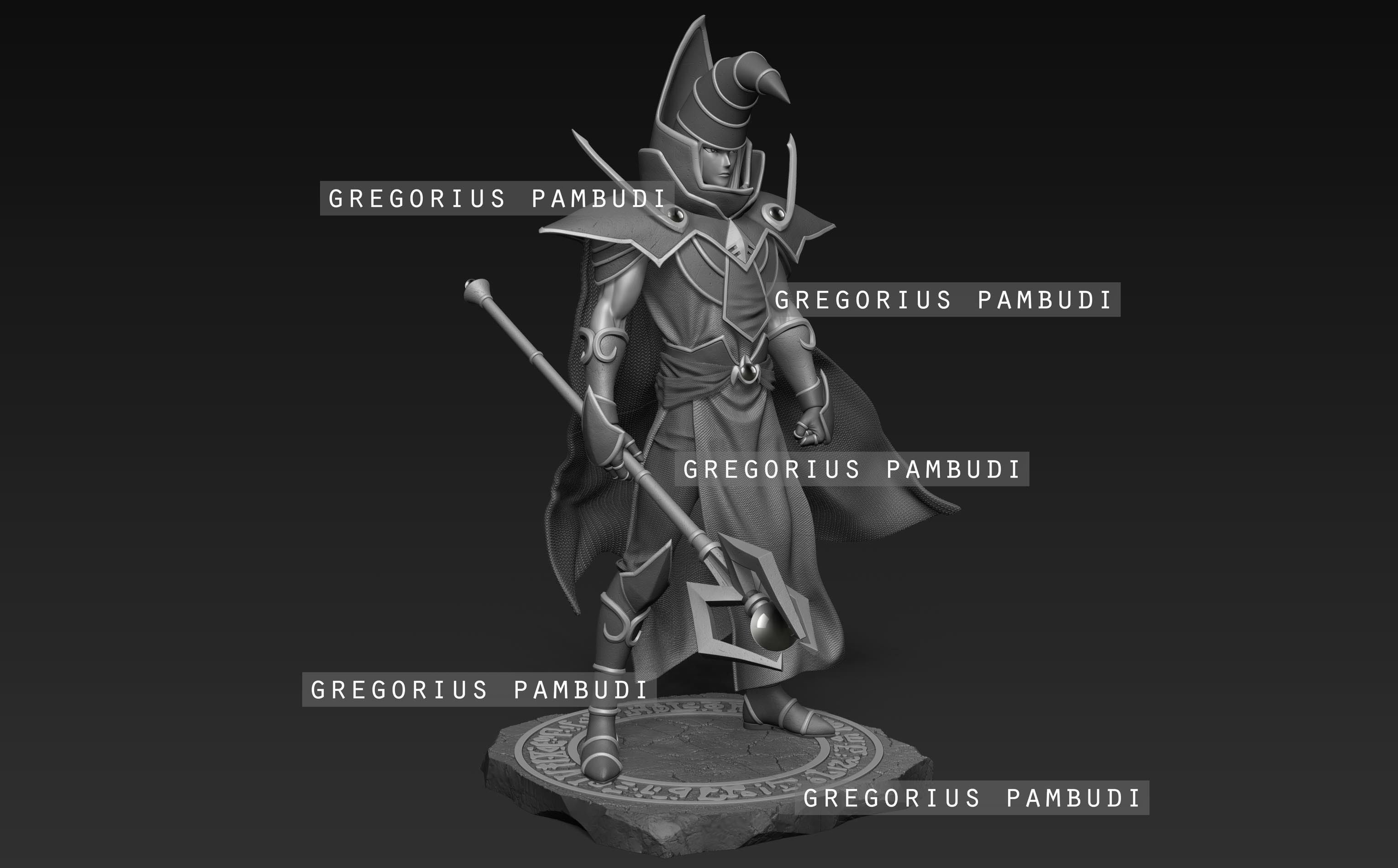 Yu-Gi-Oh Sorcerer of Dark Magic Fan Art Statue 3d Printable 3D print model_15