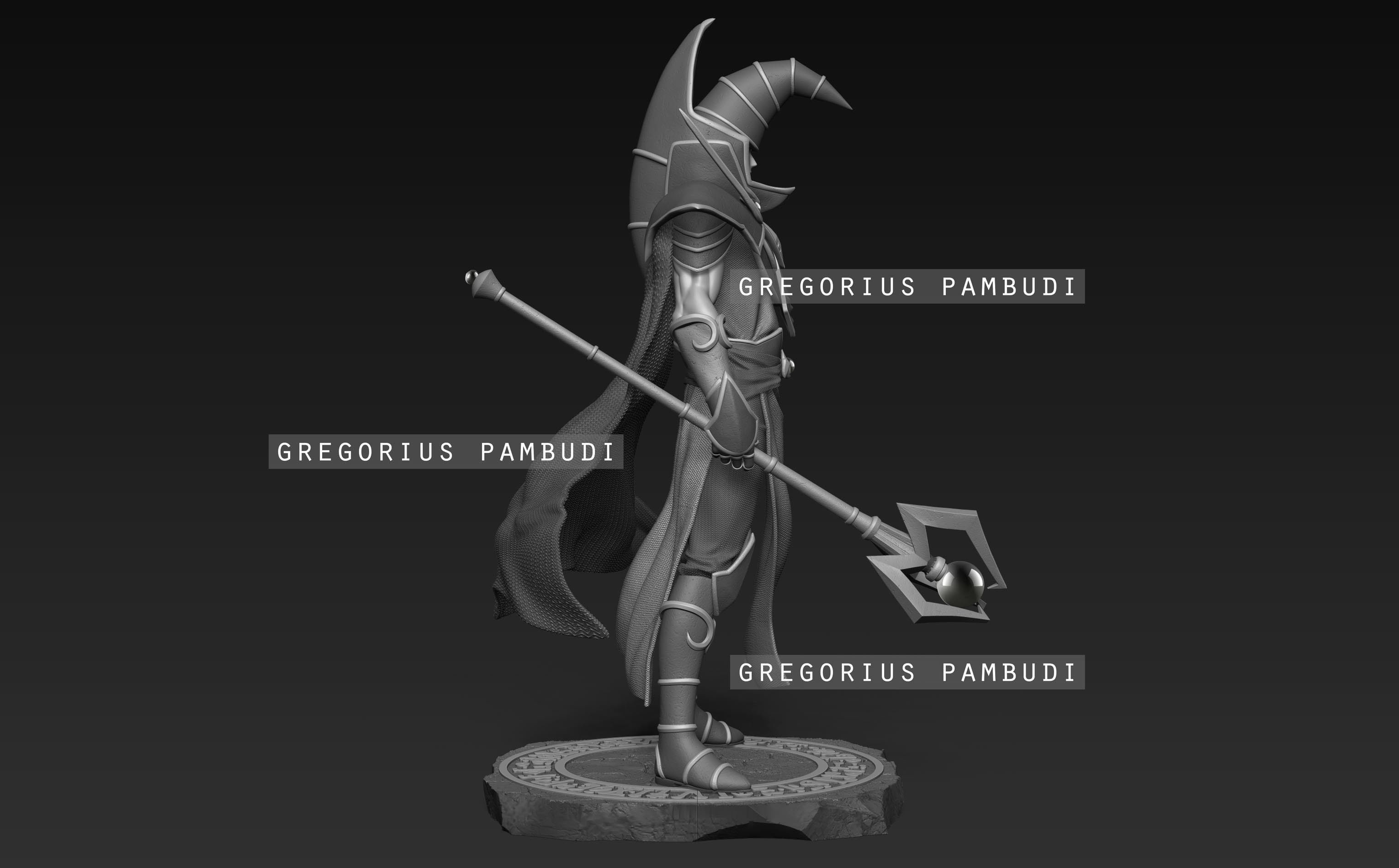 Yu-Gi-Oh Sorcerer of Dark Magic Fan Art Statue 3d Printable 3D print model_17