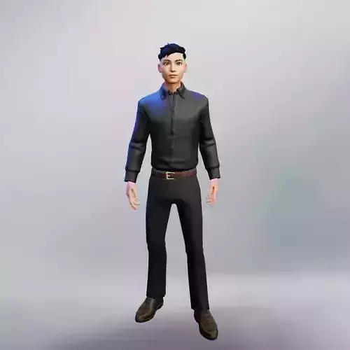 Male character in a suit working 3D model