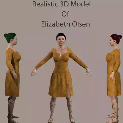 Elizabeth Olsen Low-poly 3D model