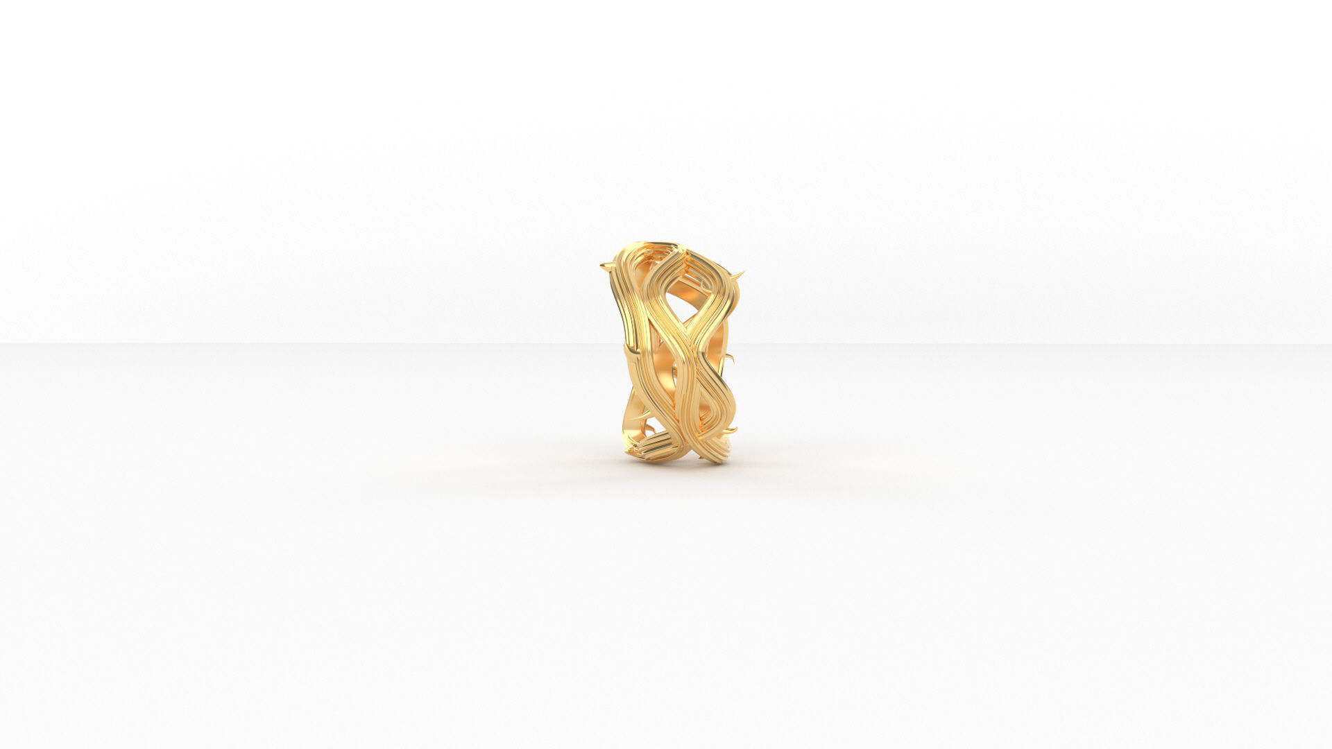 crown of thorns ring 3D print model_3