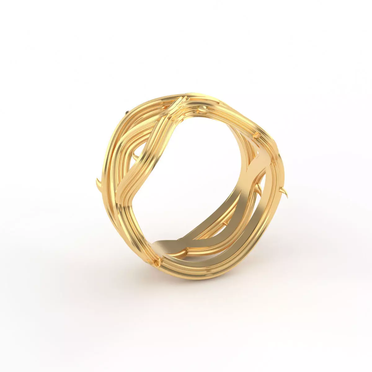 crown of thorns ring 3D print model_0