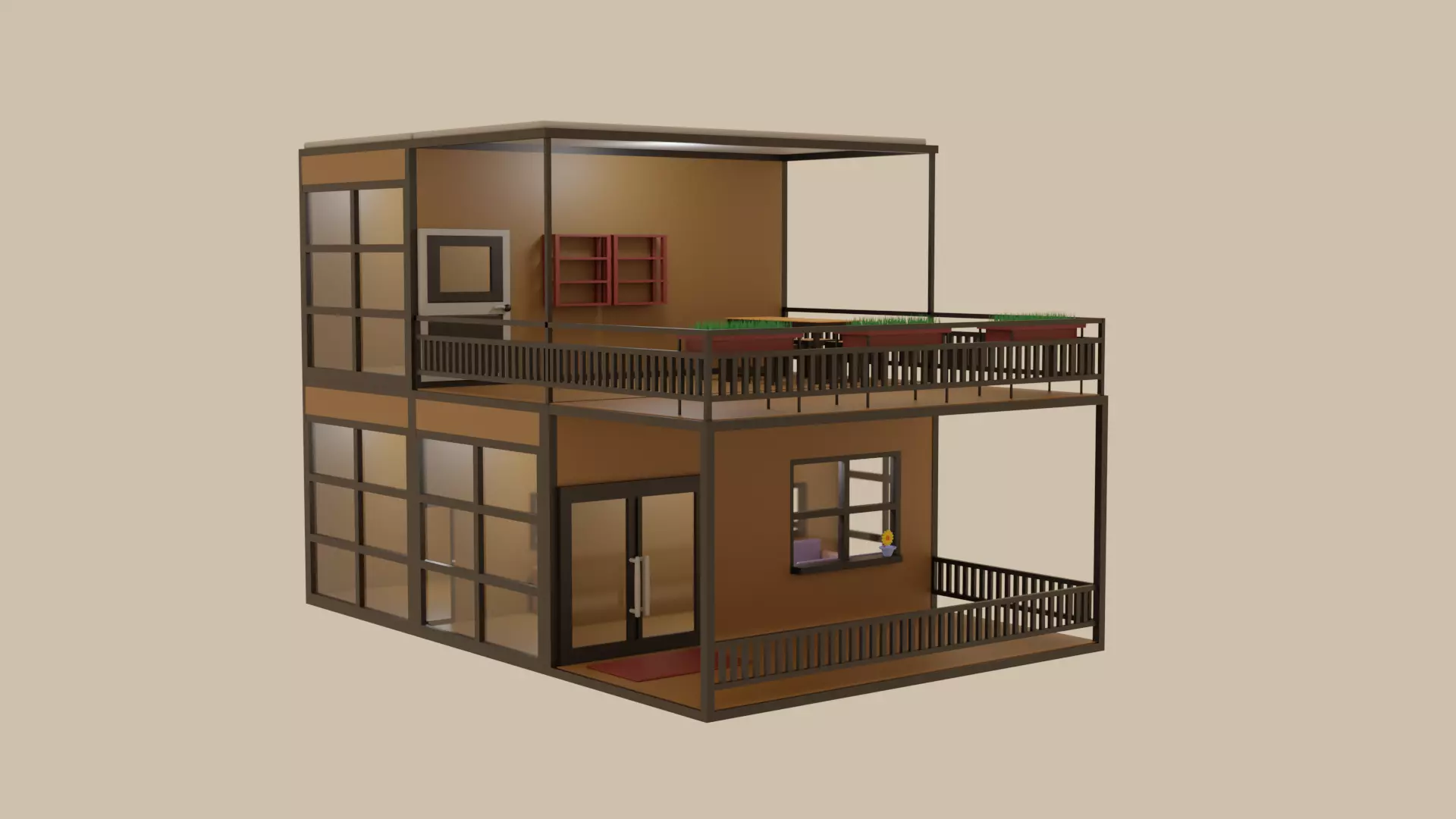 Prefab House Design Free low-poly 3D model_0