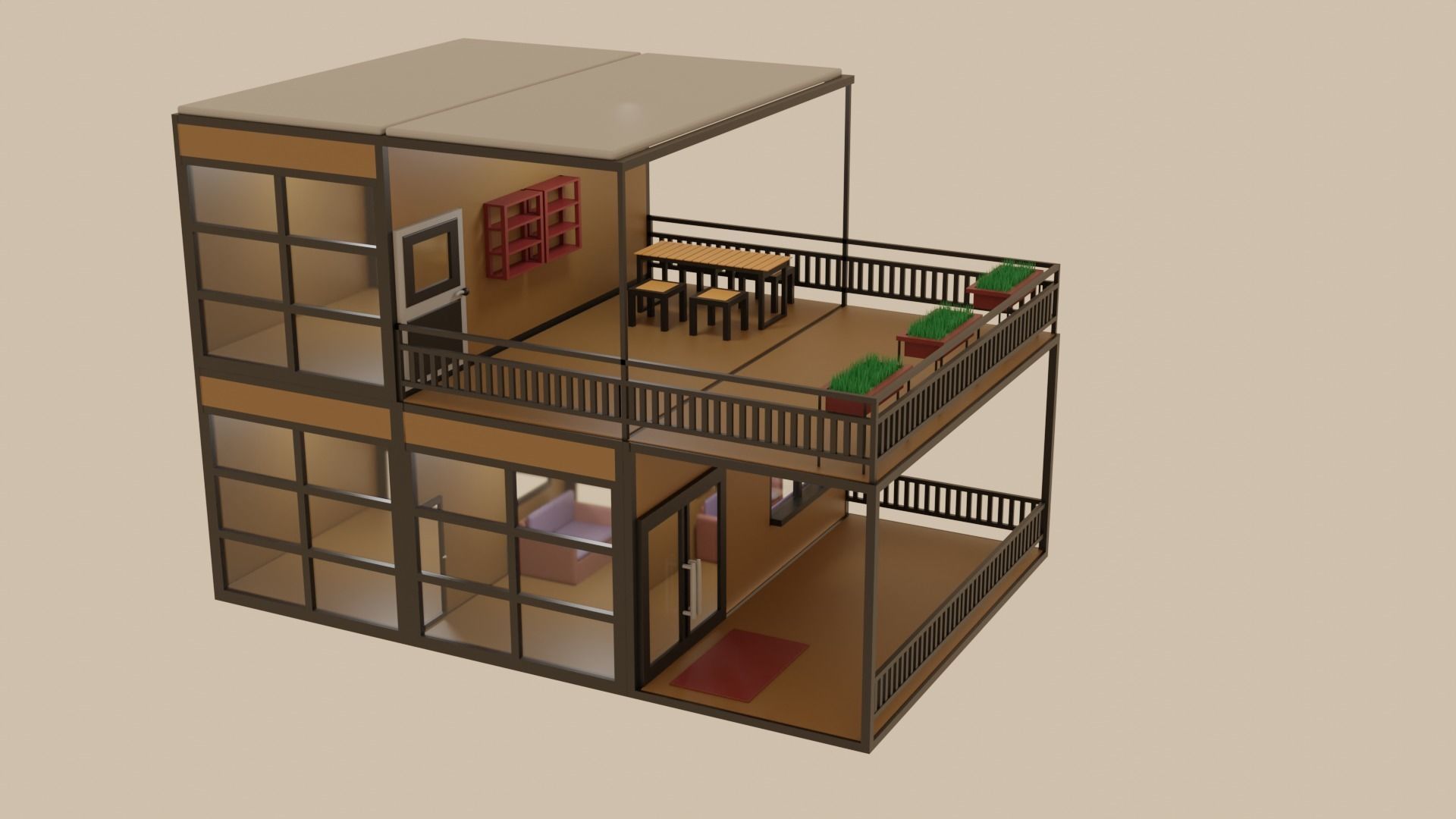 Prefab House Design Free low-poly 3D model_1