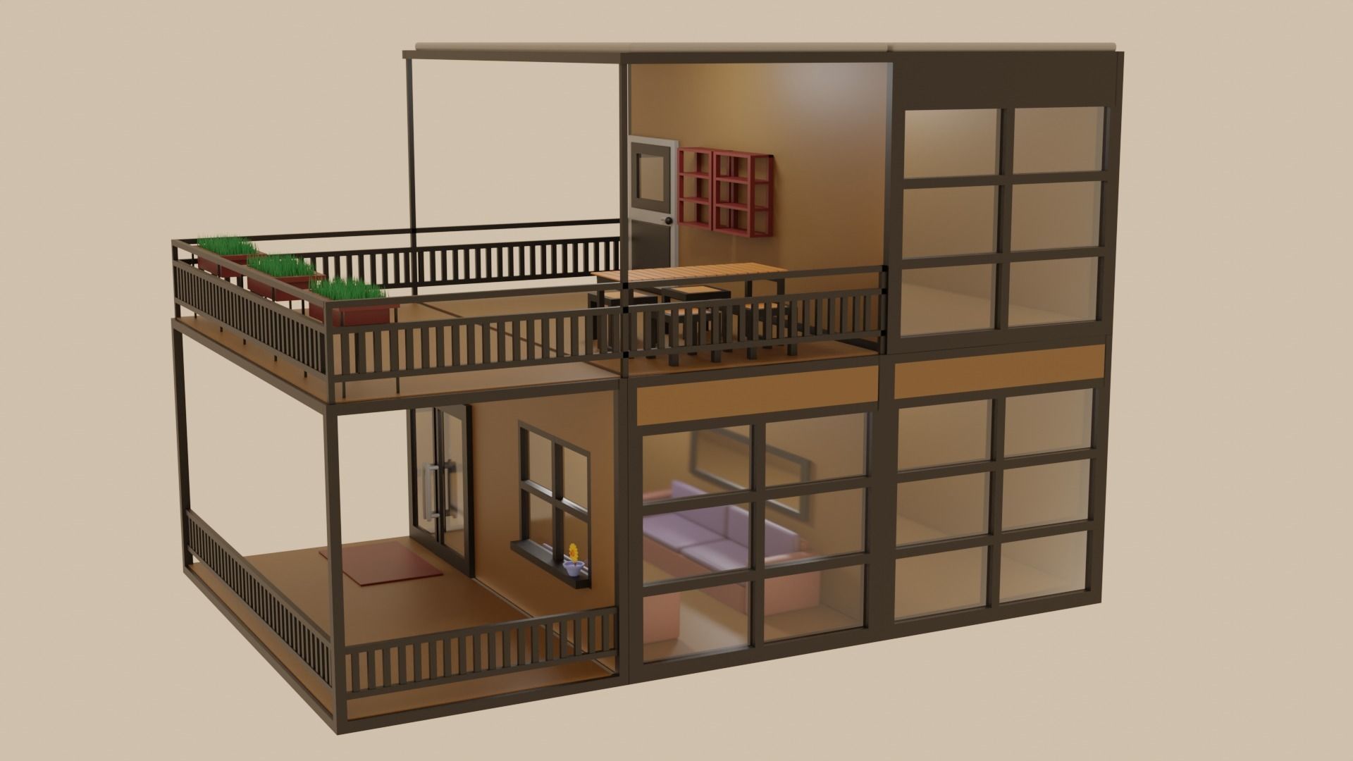 Prefab House Design Free low-poly 3D model_3