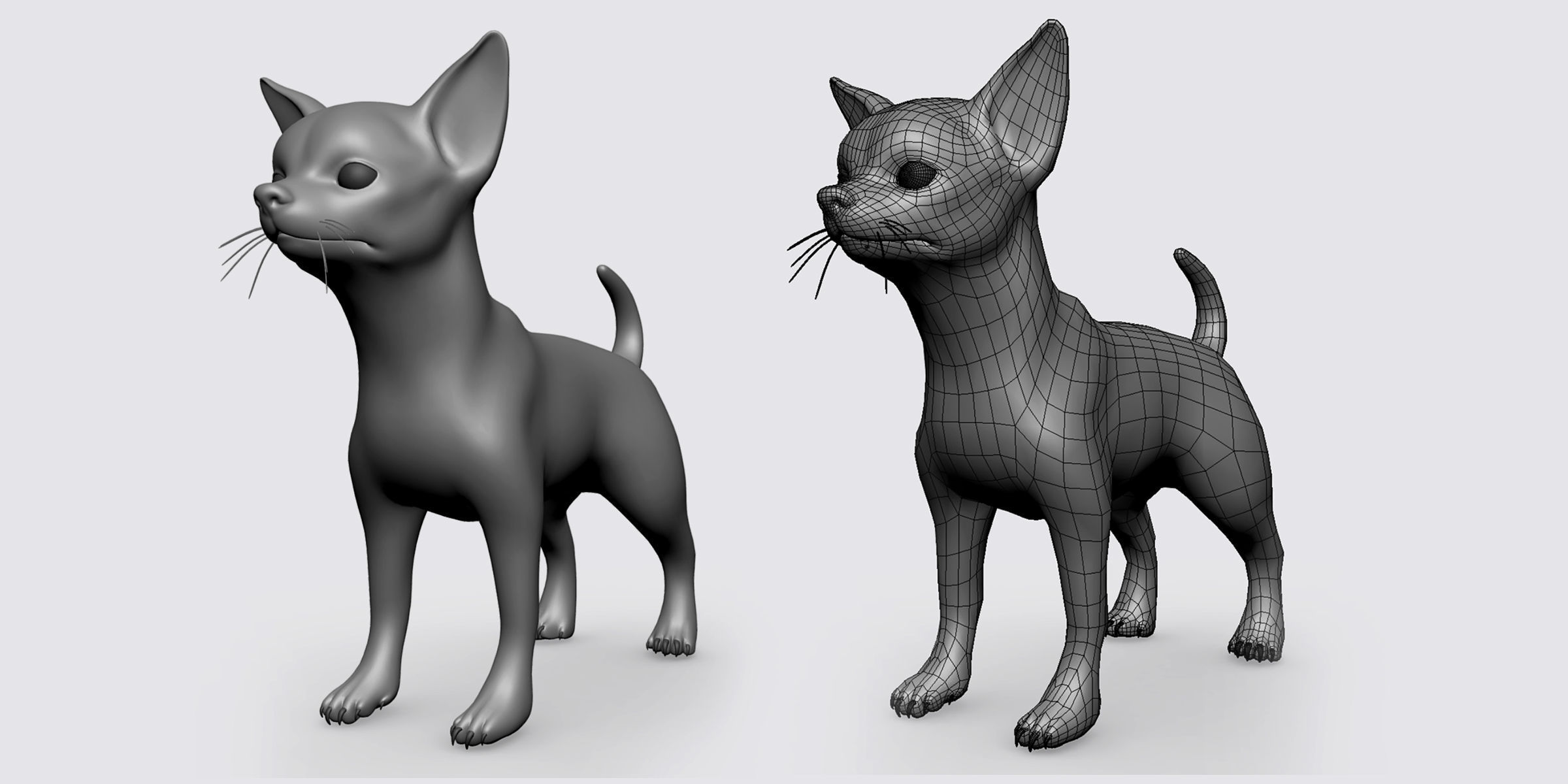 Chihuahua Dog II BaseMesh Low-poly 3D model_2