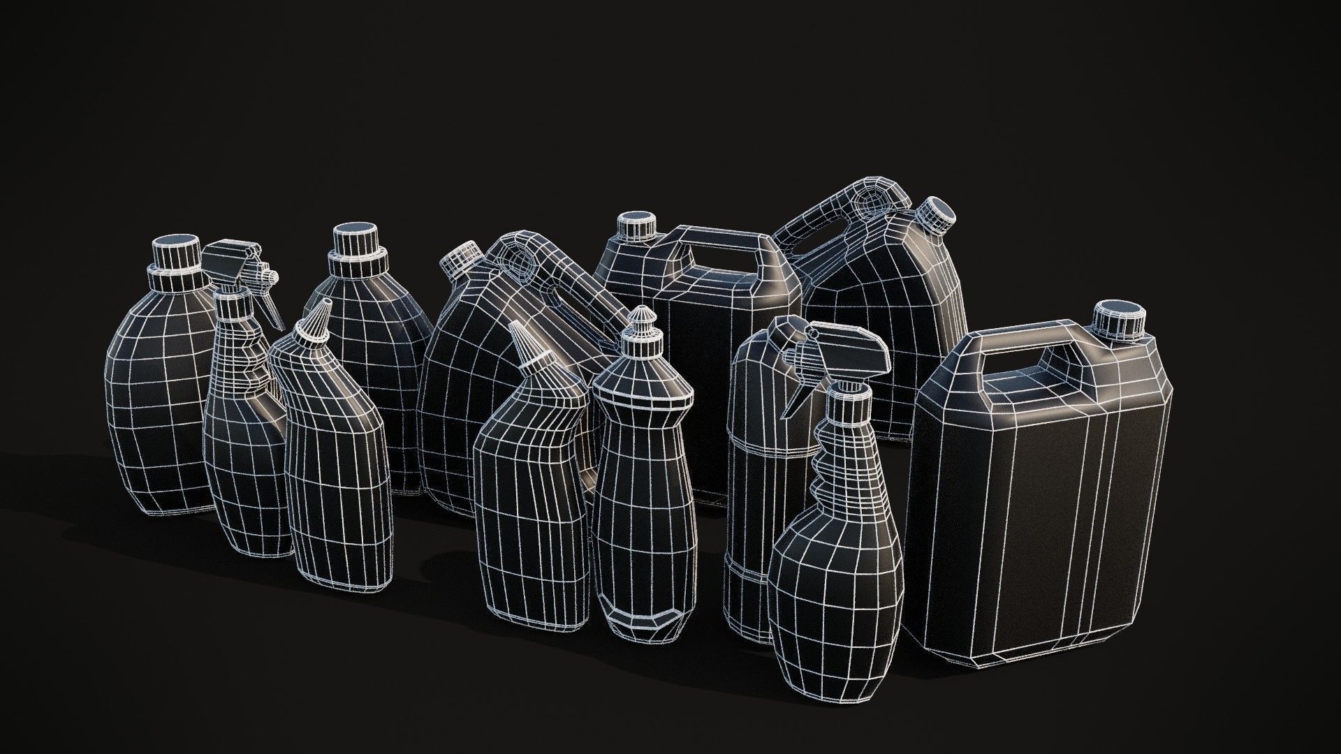 cleanning chemical bottles Low-poly 3D model_3