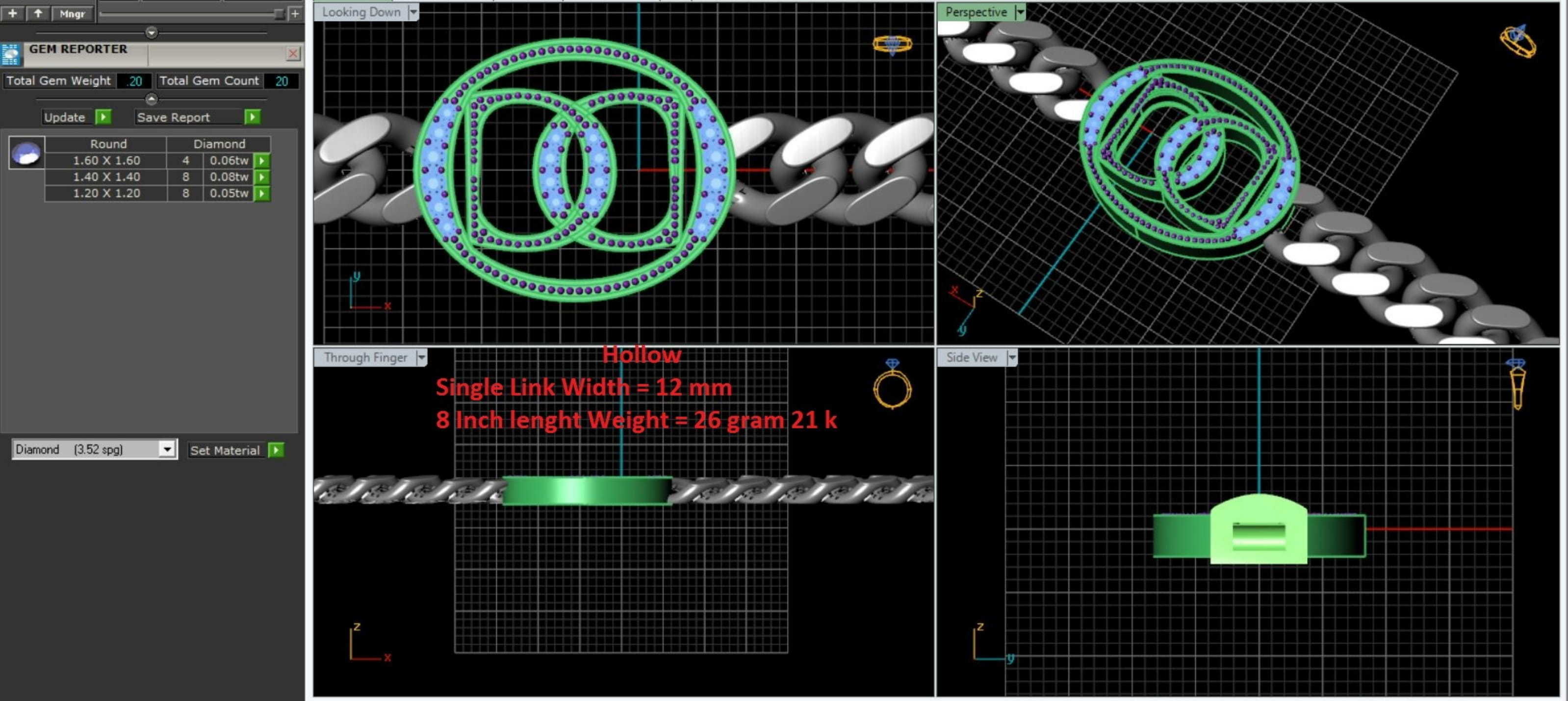 Cubic Diamond Chain 62 3D print model_1