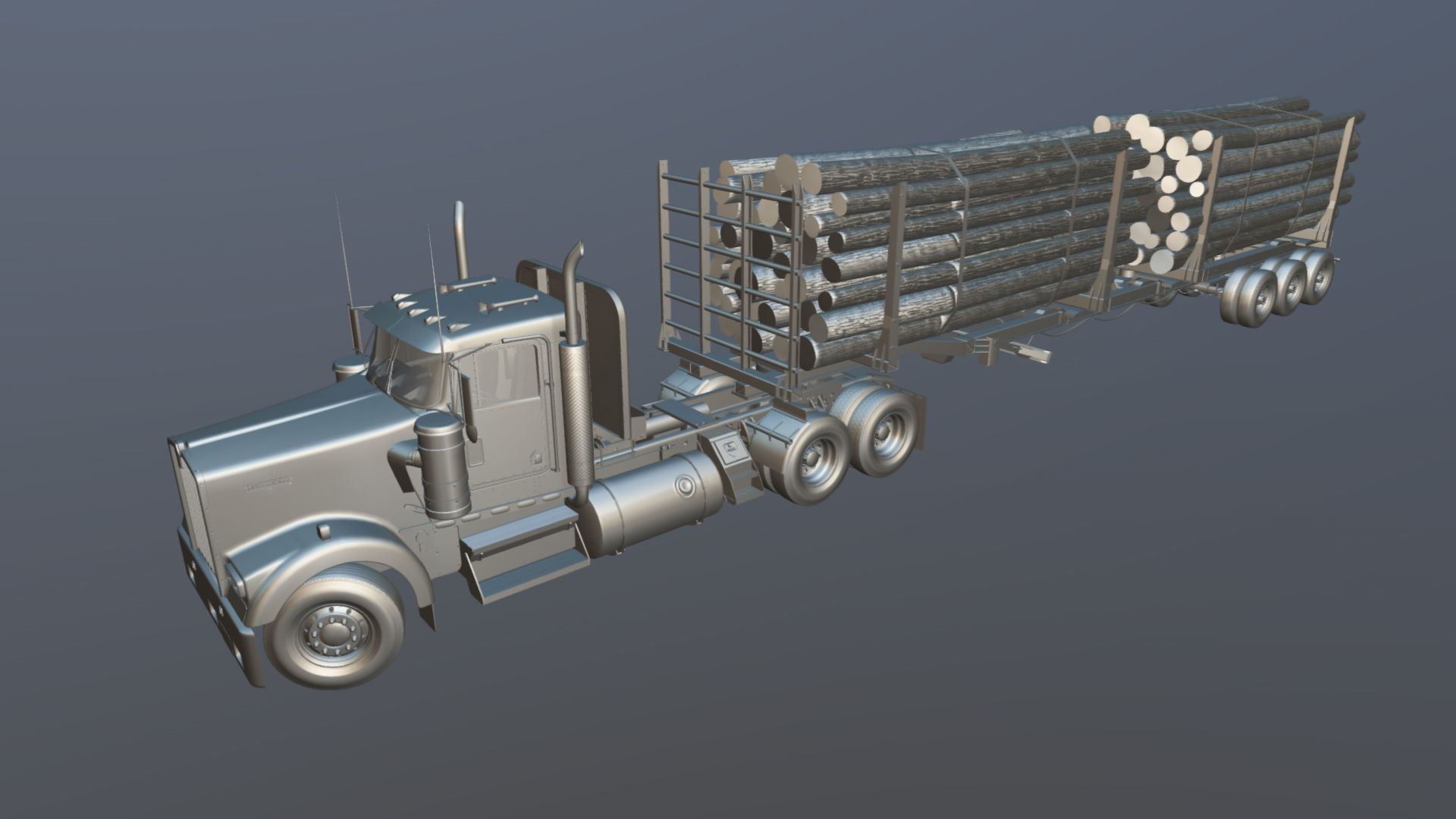 Kenworth W900L logger  Low-poly 3D model_37