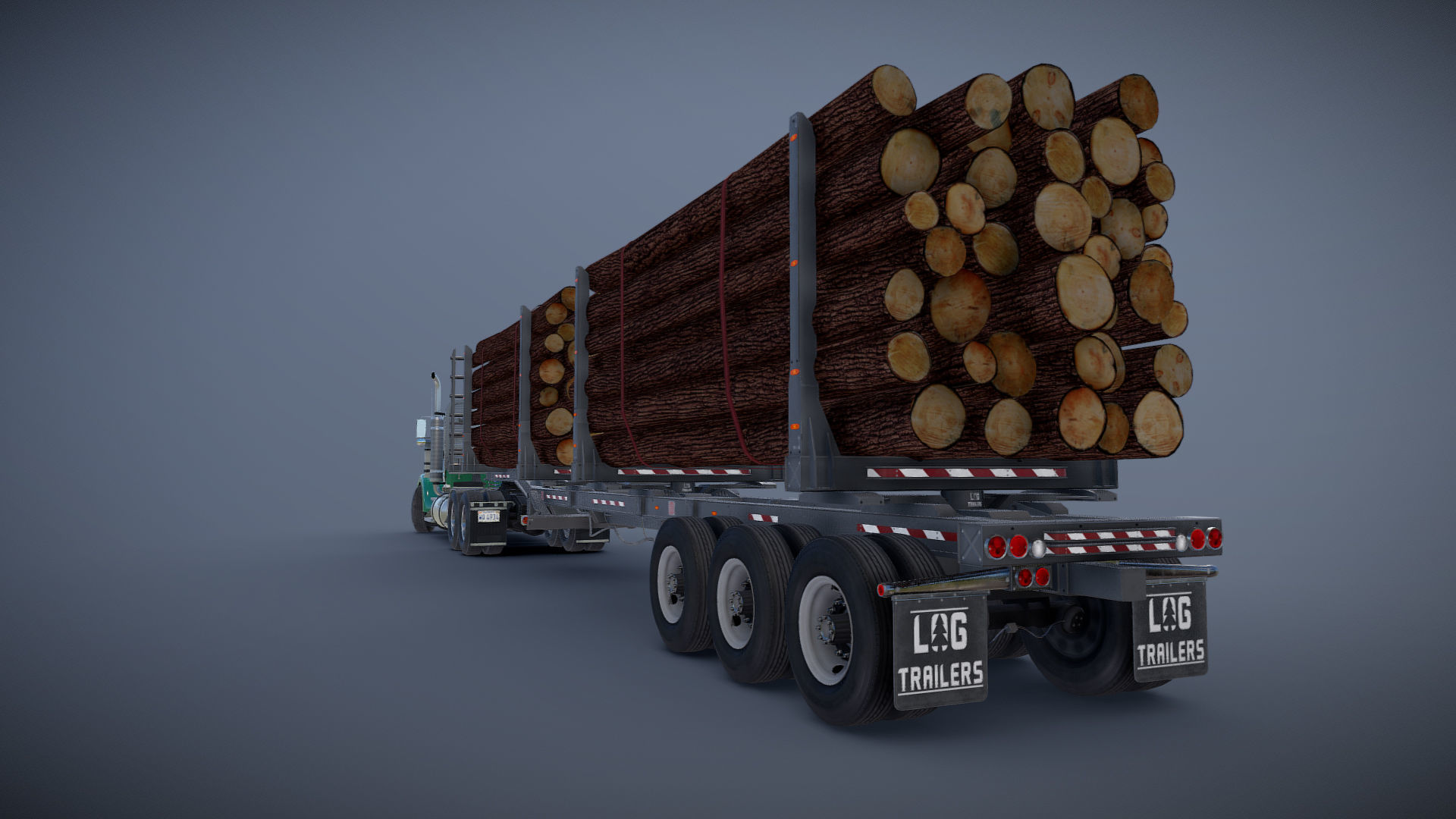 Kenworth W900L logger  Low-poly 3D model_26