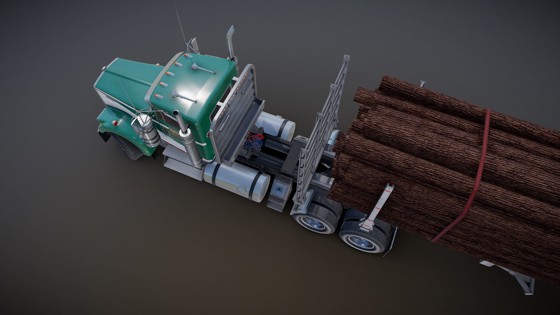 Kenworth W900L logger  Low-poly 3D model_23