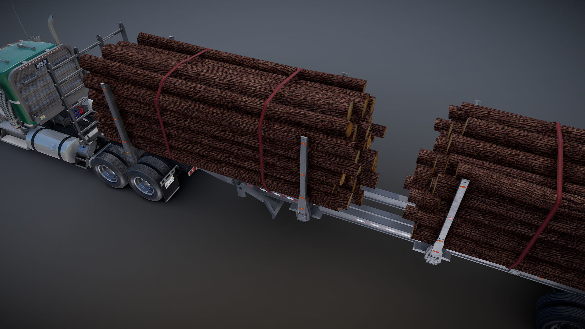 Kenworth W900L logger  Low-poly 3D model_24