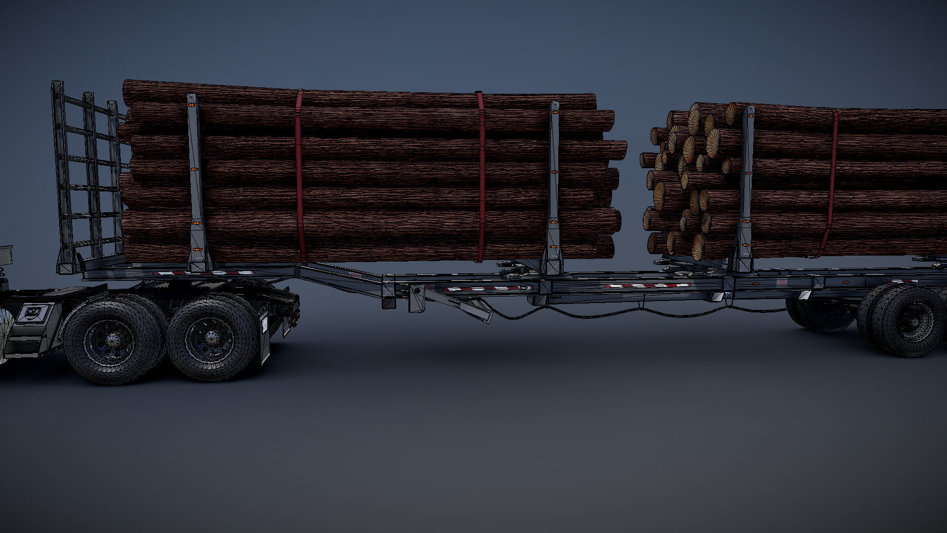 Kenworth W900L logger  Low-poly 3D model_33