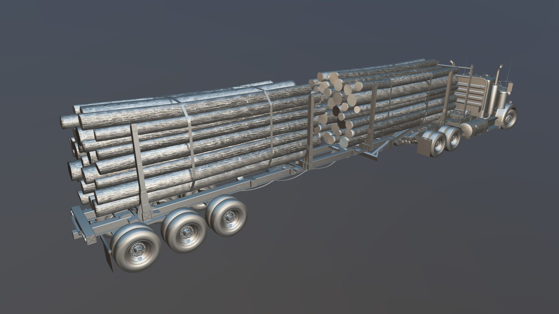 Kenworth W900L logger  Low-poly 3D model_36